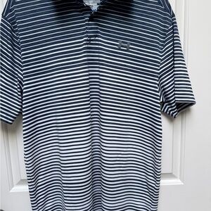 Under Armour Navy and White Striped Polo